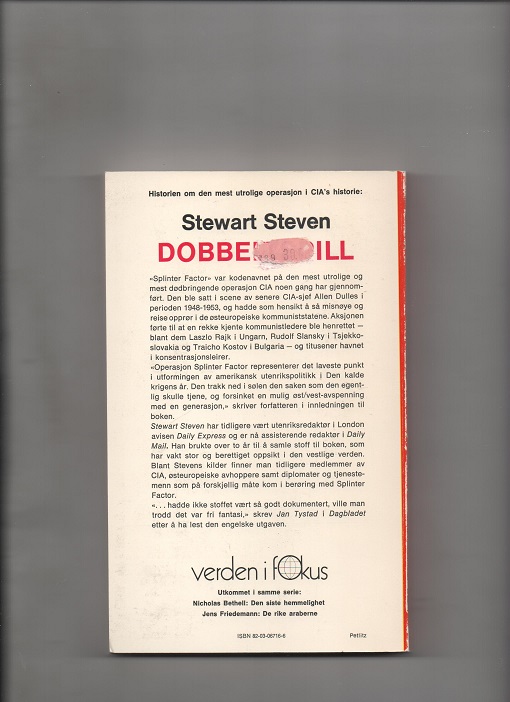 Dobbeltspill, Stewart Steven, Aschehoug 1975 P Pen O2 