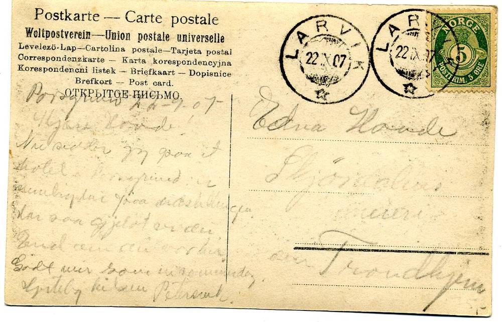 Kong Håkon 20-7-1907 Porsgrund Dyring st Larvik