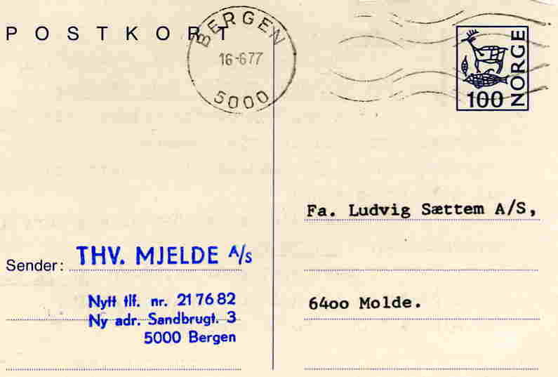 Postkort Bergen 16-6-77