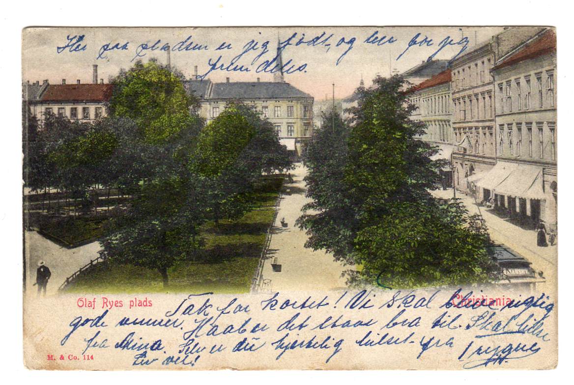 Olaf Ryes plads Mi; nr 114 st Worchester/Kristiania 1916