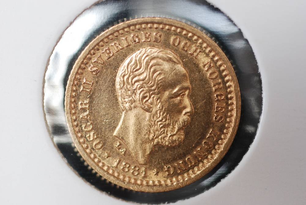 5 kr svensk gull 1881 kv0/01