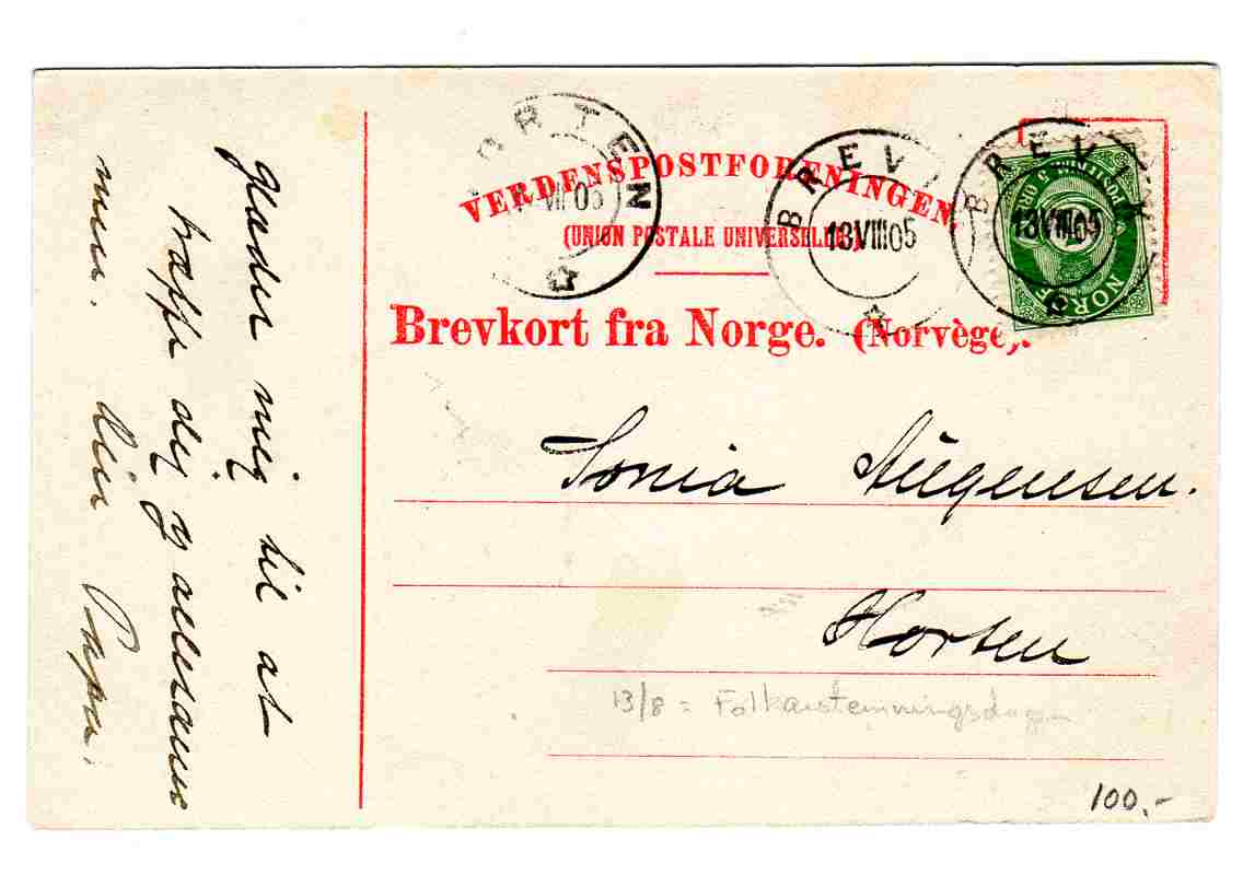 Brevig 13/08 1905(Folkeavstemningsdagen) st Brevig Jørgensen