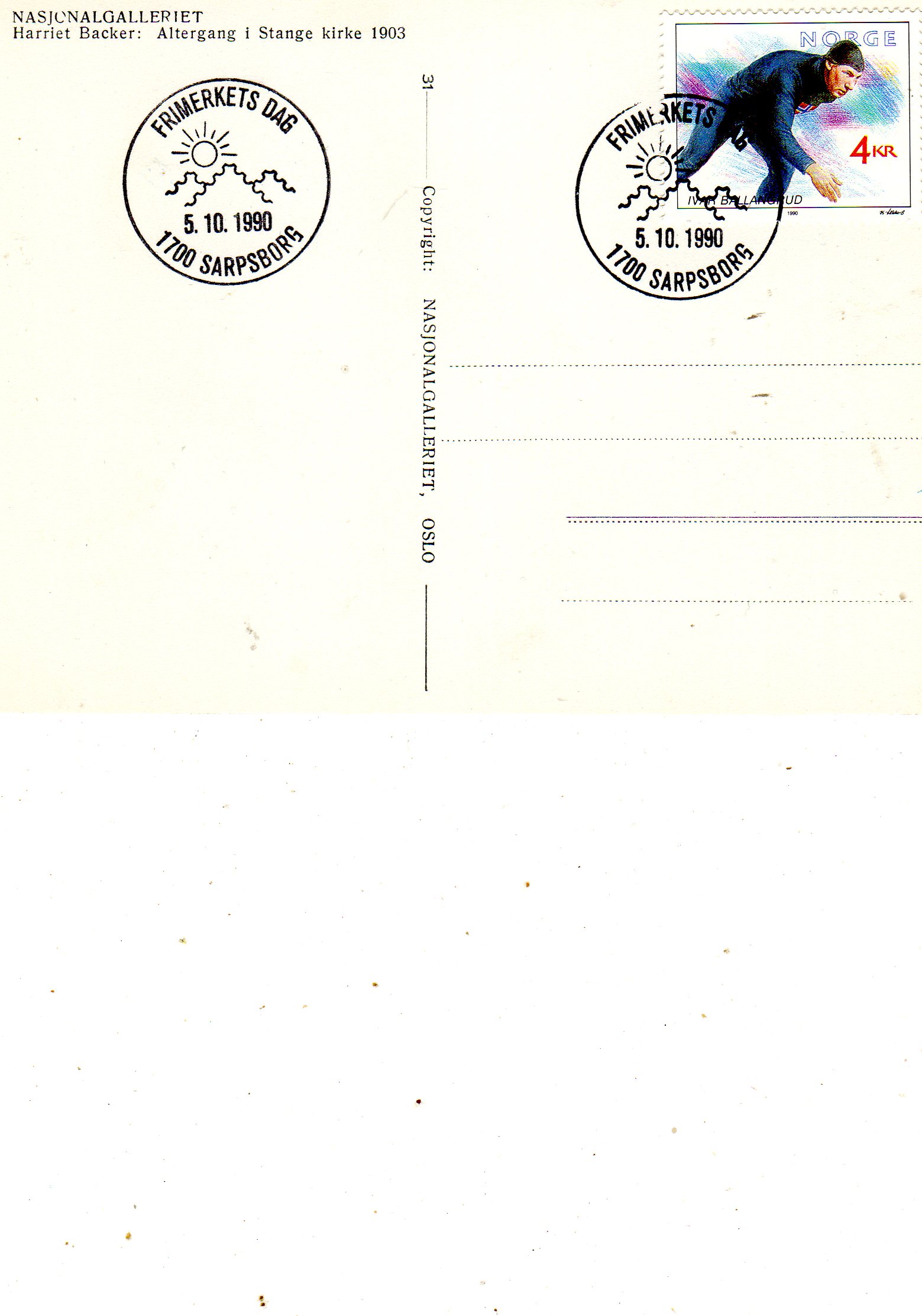 Nasjonalgalleriet Oslo St. 5.10. 1990 Sarpsborg 