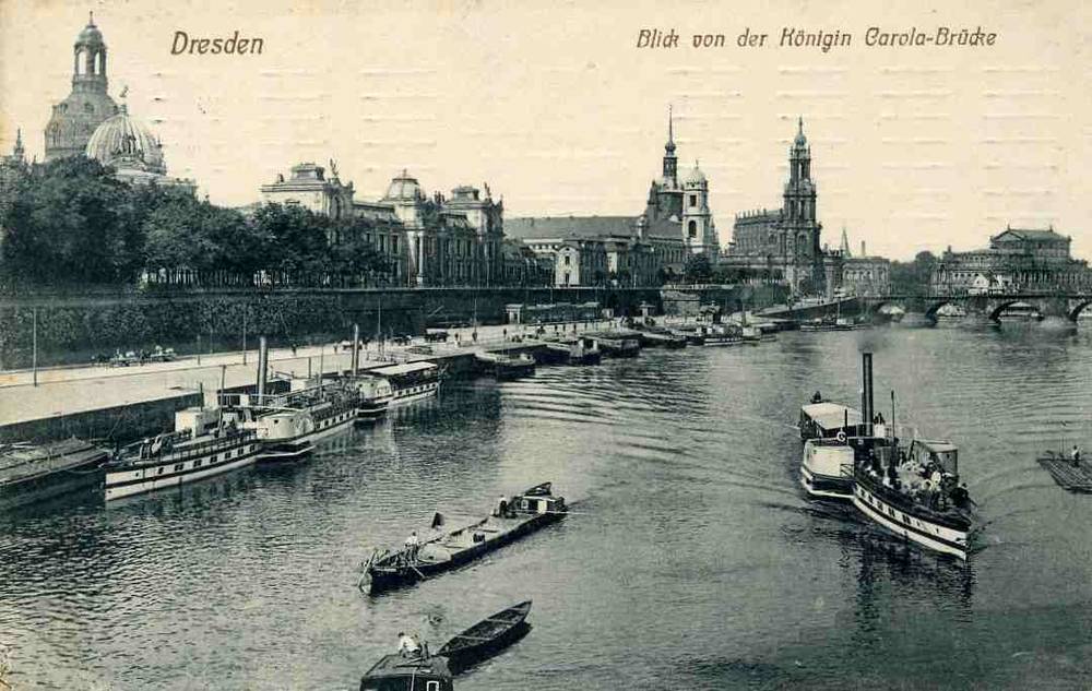 Dresden Blick von der Kønigin Carola Brucke  st Dresden 1911  1610 R Brauneis