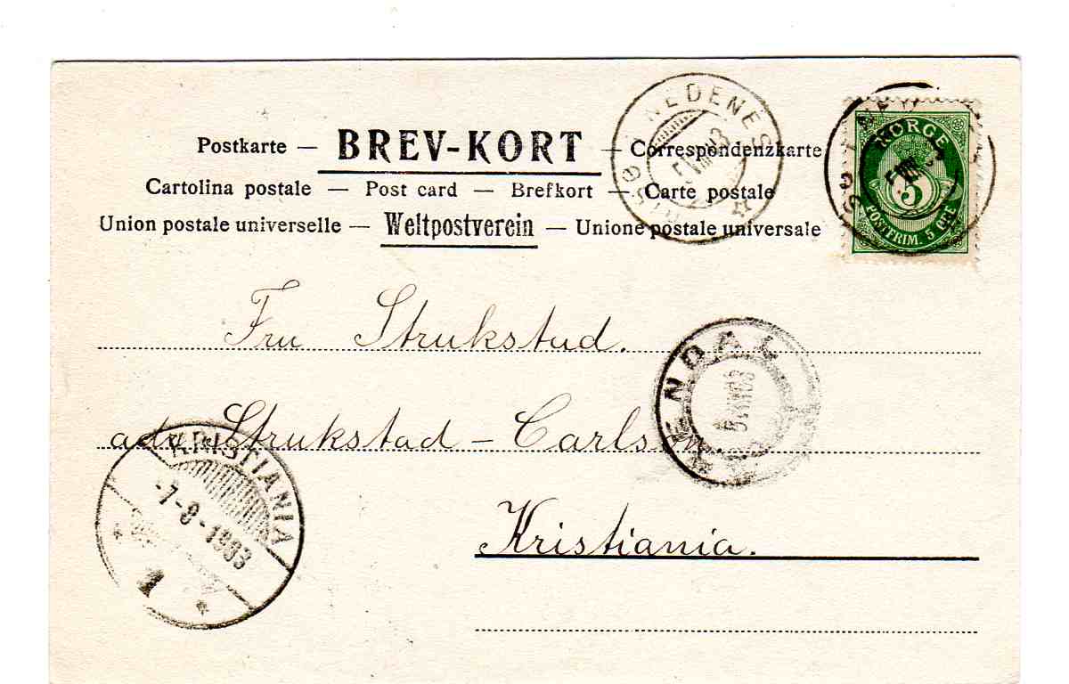 Arendal Johs S Olsen st Arendal/Kristiania++ 1903
