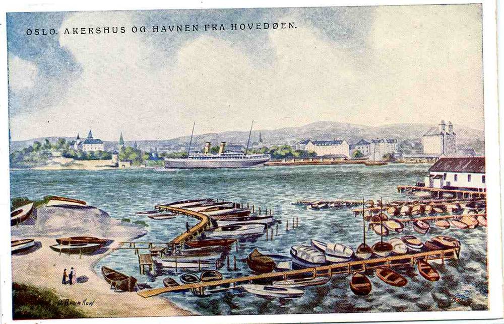 Akershus og havnen fra Hovedøen PPI 1688 Brunkow