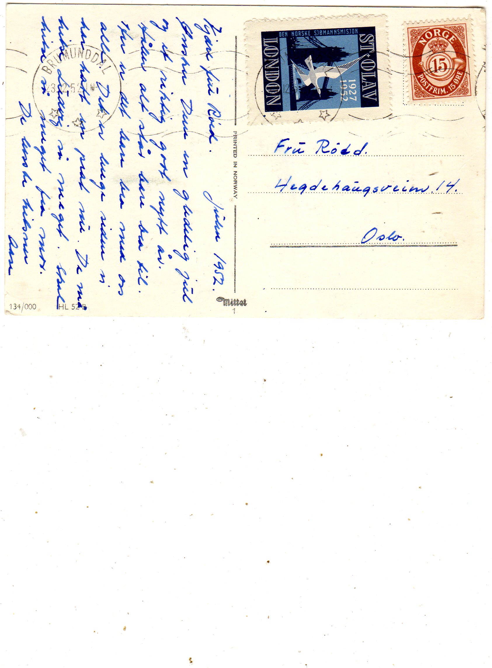 Mittet St. 23.12. 1952 Brumunddal 