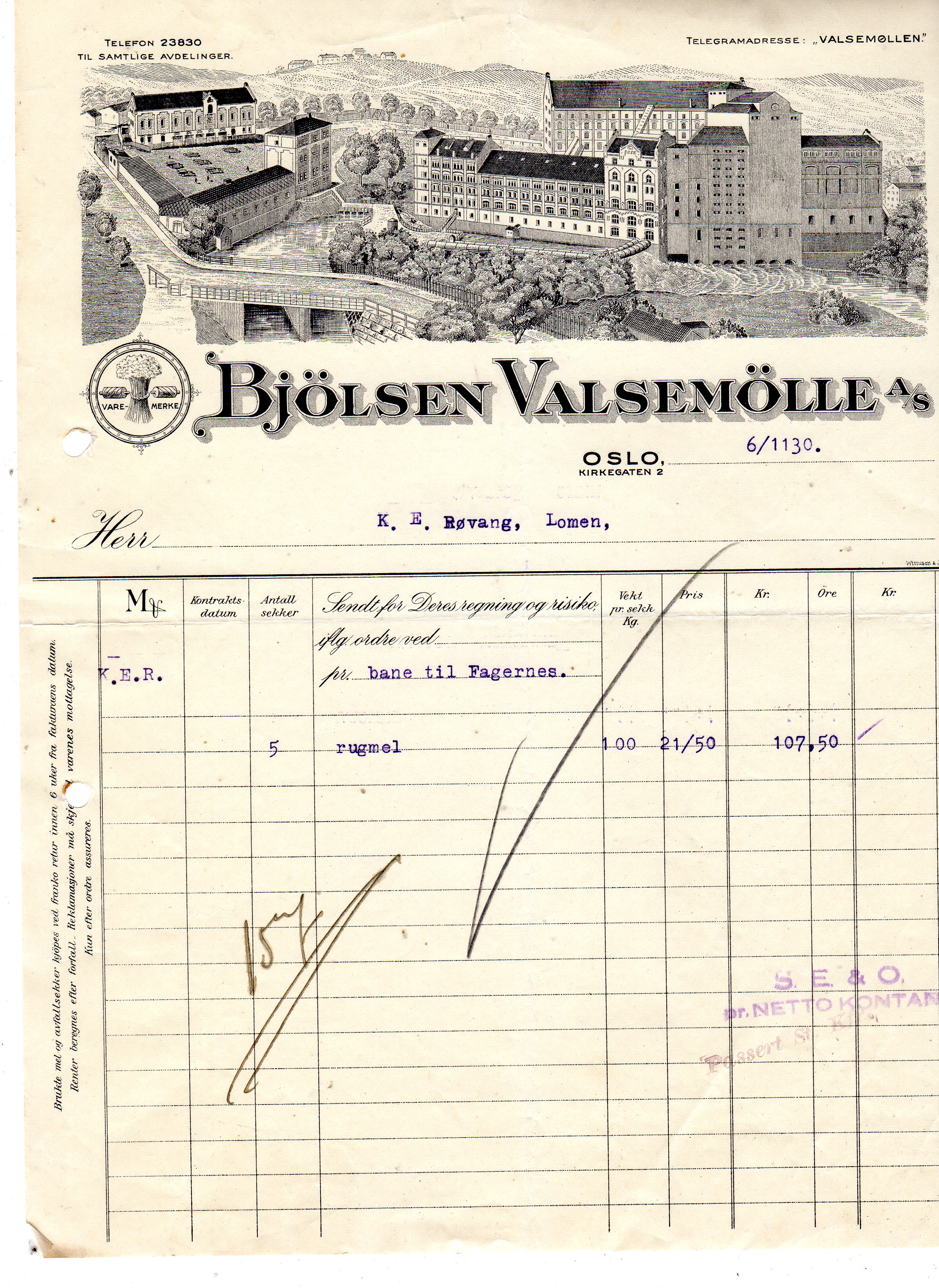 Bjølsen Valsemølle 6/11/1930
