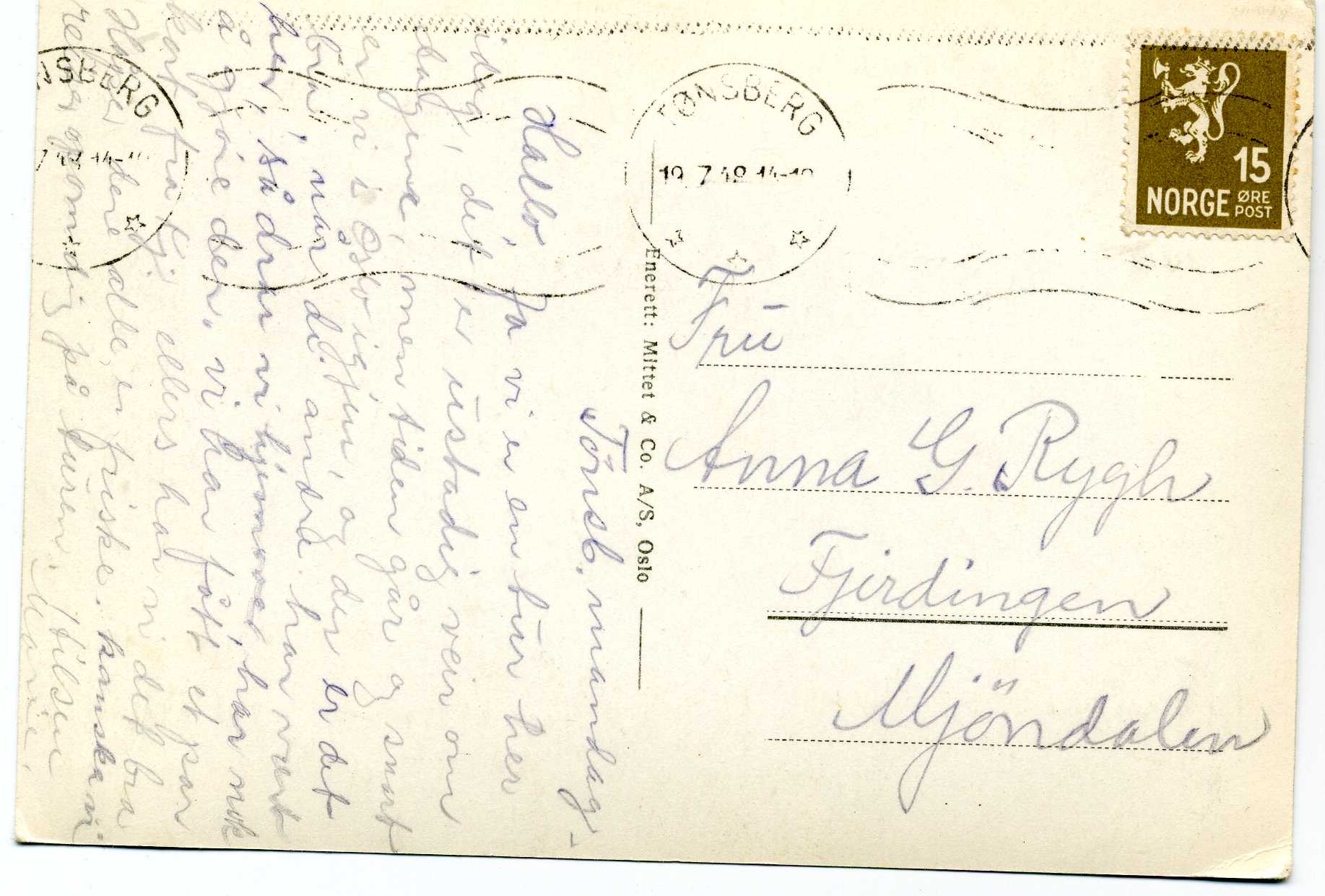 Slottsfjellet og Magnus Lagabøters kastell Mittet 1949