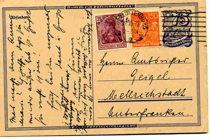 Tysk postkarte  1922