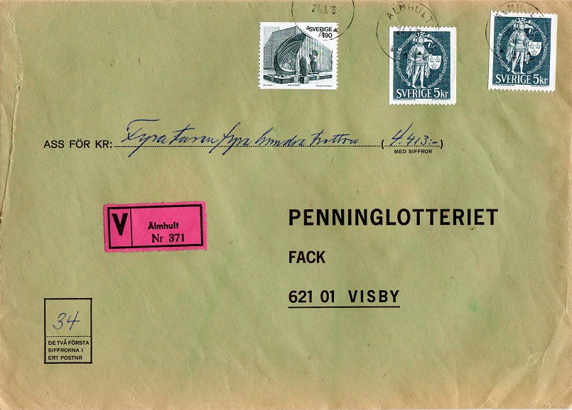 Penninglotteriet  st Almhult 1976