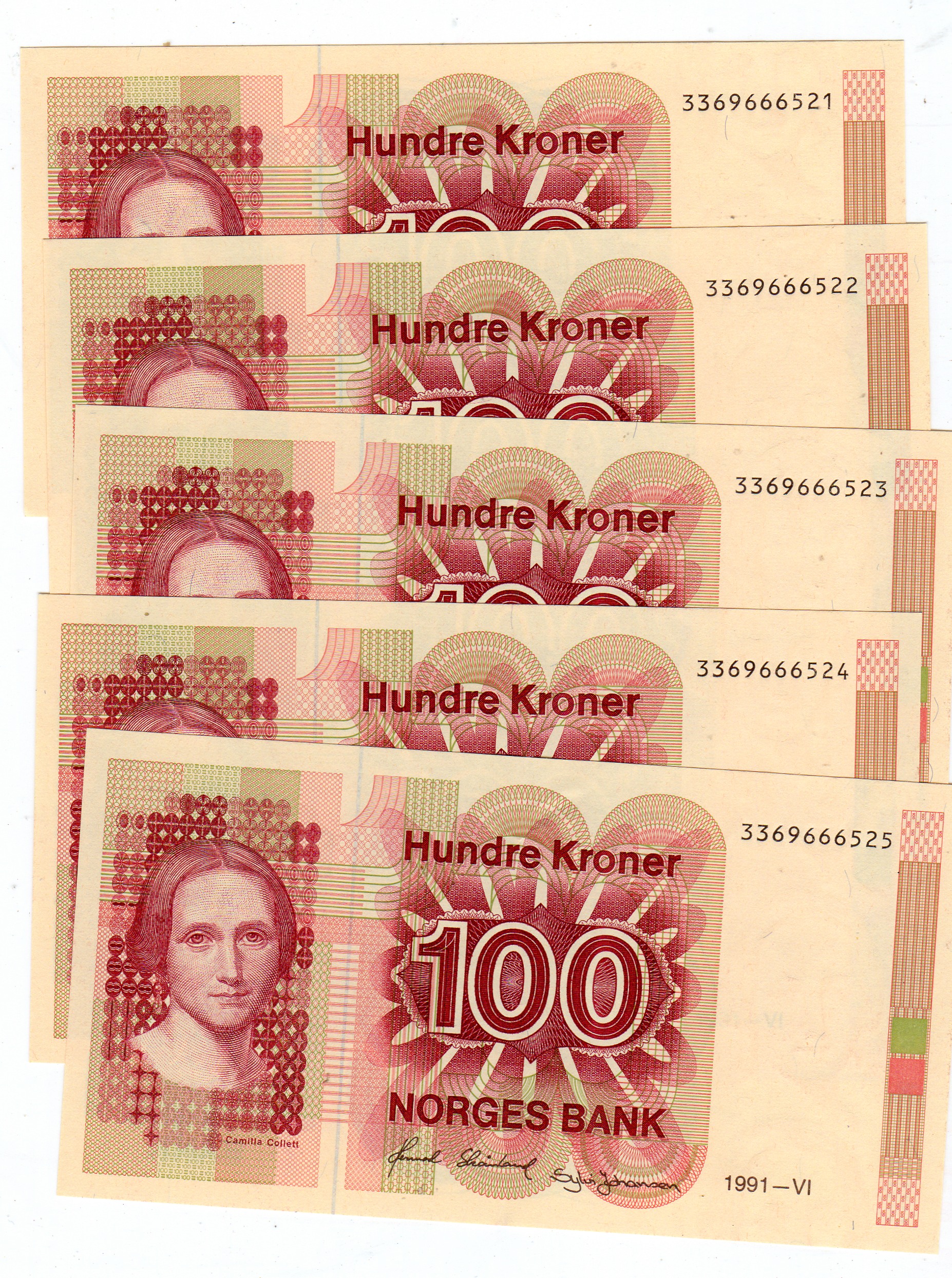 100 kr 5 i serie kv0 1991 VI
