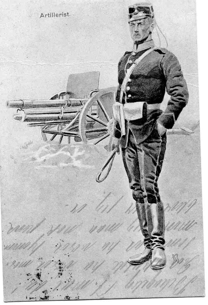 Artillerist  Ericksen nr 98 st Feltpostkontoret Gardermoen 1911