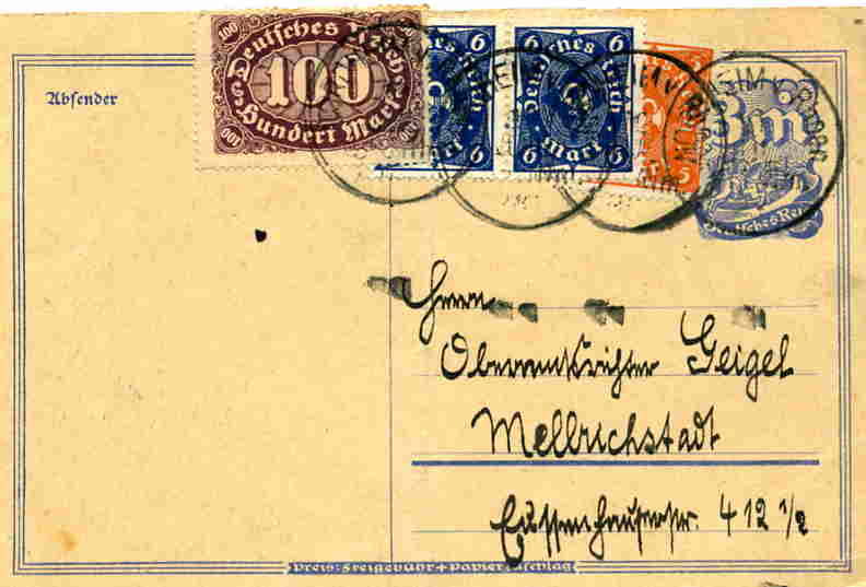 Tysk postkarte  1923
